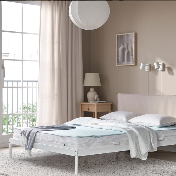 HÅRGINST mattress protector, light blue, 140x200 cm