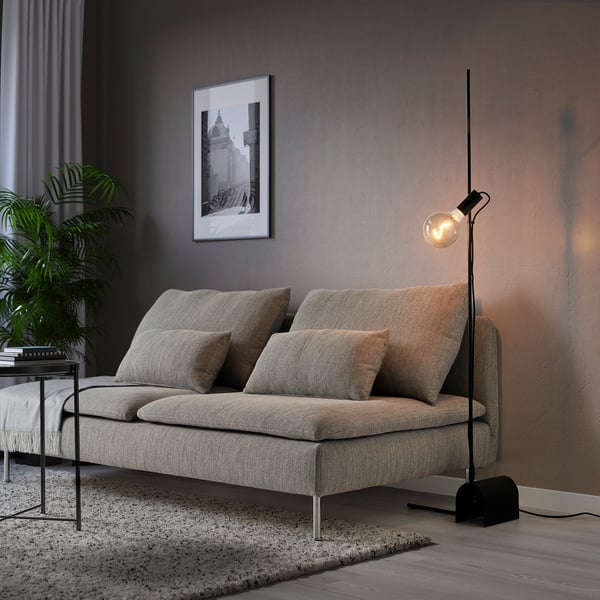 HÅRSLINGA floor lamp, black, 42x21 cm