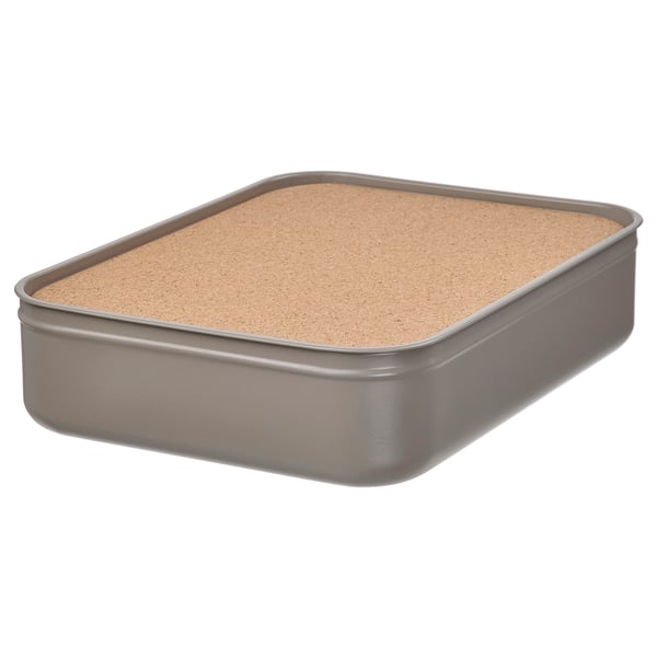 HARVMATTA box with compartments, dark grey-beige, 24x18x6 cm