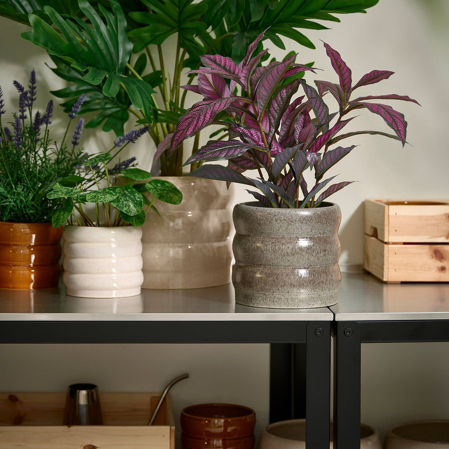 HASSELBUKETT plant pot, in/outdoor/grey, 15 cm