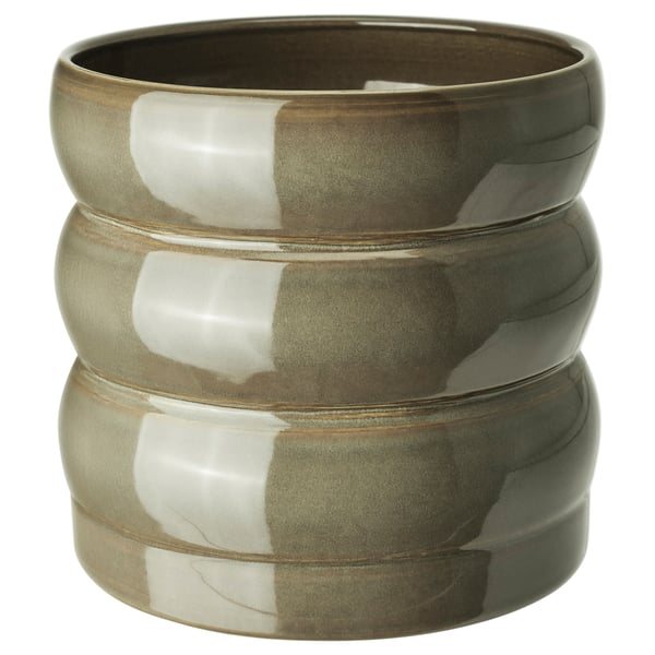 HASSELBUKETT plant pot, in/outdoor/green/brown, 15 cm