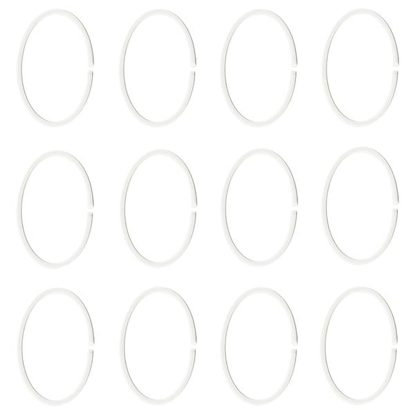 HASSJÖN shower curtain ring, white, 12 pack