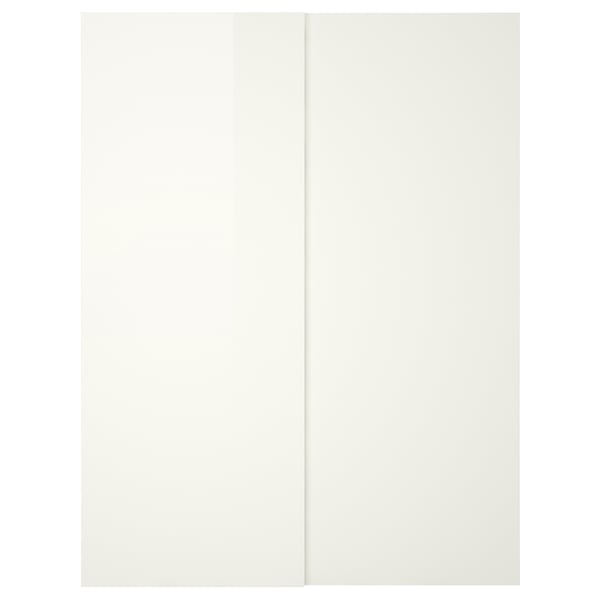 HASVIK pair of sliding doors, high-gloss white, 150x236 cm