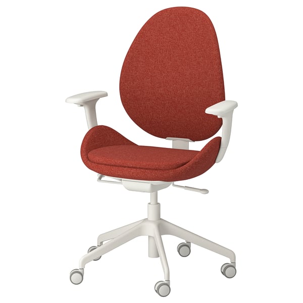 HATTEFJÄLL office chair with armrests, Gunnared red/white, 50x114x68 cm