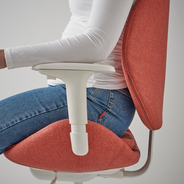 HATTEFJÄLL office chair with armrests, Gunnared red/white, 50x114x68 cm