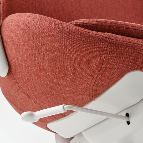 HATTEFJÄLL office chair with armrests, Gunnared red/white, 50x114x68 cm