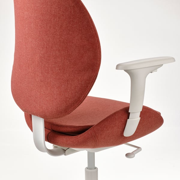 HATTEFJÄLL office chair with armrests, Gunnared red/white, 50x114x68 cm