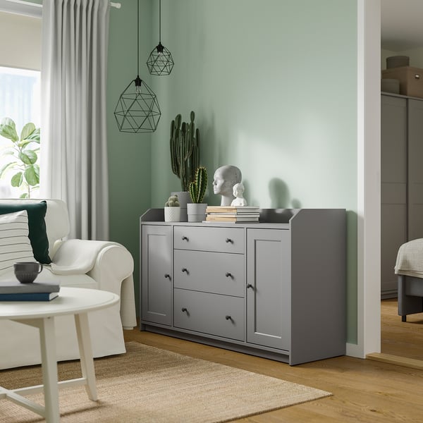 HAUGA sideboard, grey, 140x84 cm