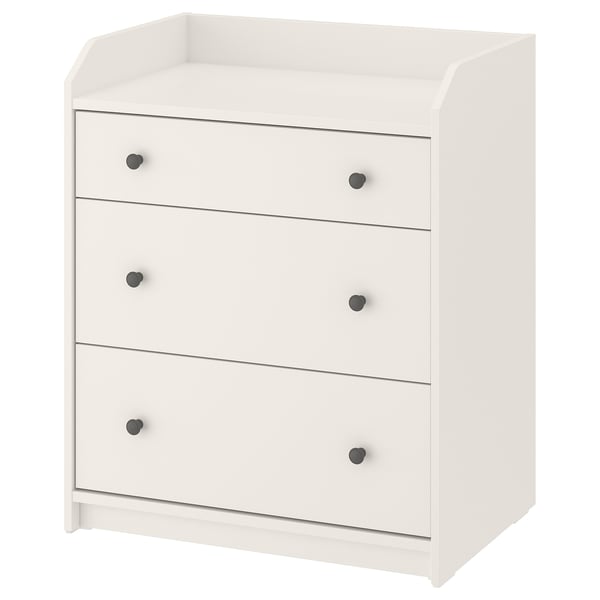HAUGA chest of 3 drawers, white, 70x46x84 cm