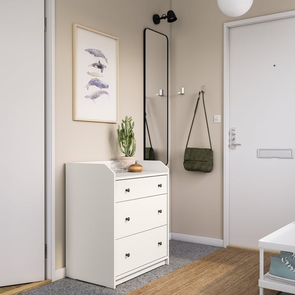 HAUGA chest of 3 drawers, white, 70x46x84 cm