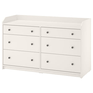 HAUGA chest of 6 drawers, white, 138x46x84 cm
