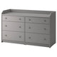 HAUGA chest of 6 drawers, grey, 138x46x84 cm