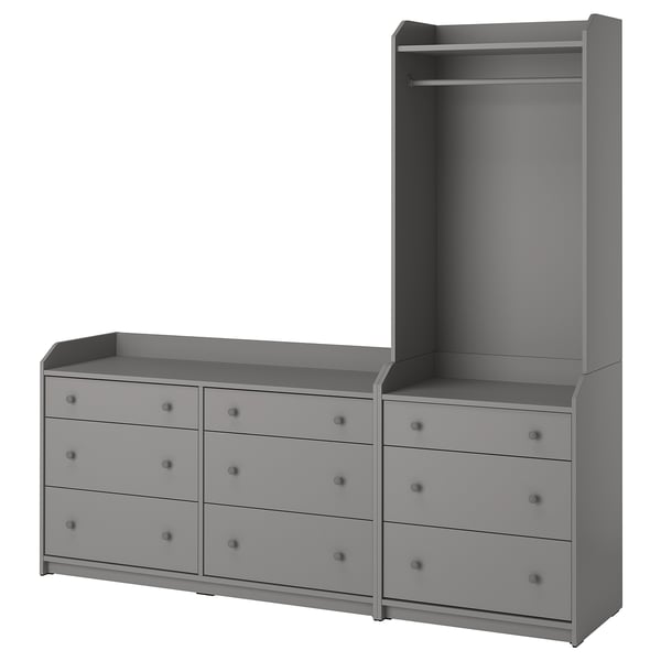 HAUGA storage combination, grey, 208x199x46 cm