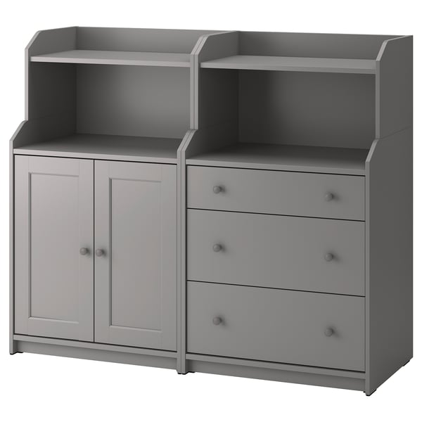 HAUGA storage combination, grey, 139x46x116 cm