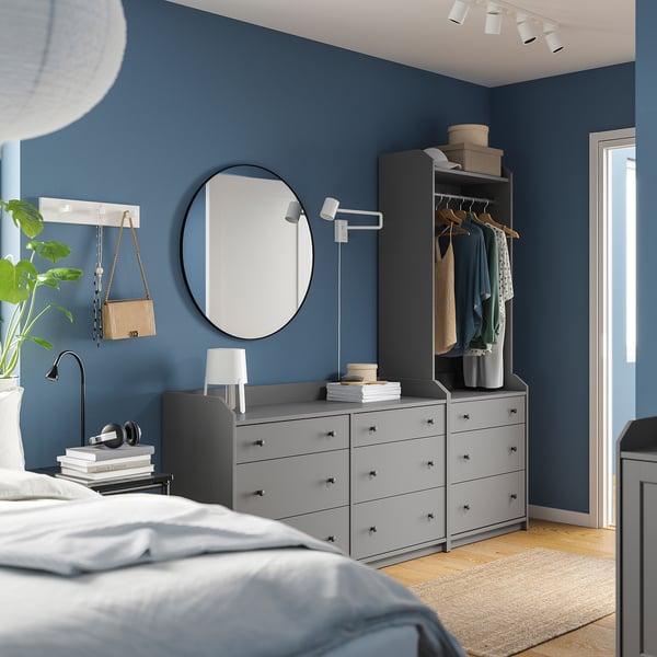 HAUGA storage combination, grey, 208x199x46 cm