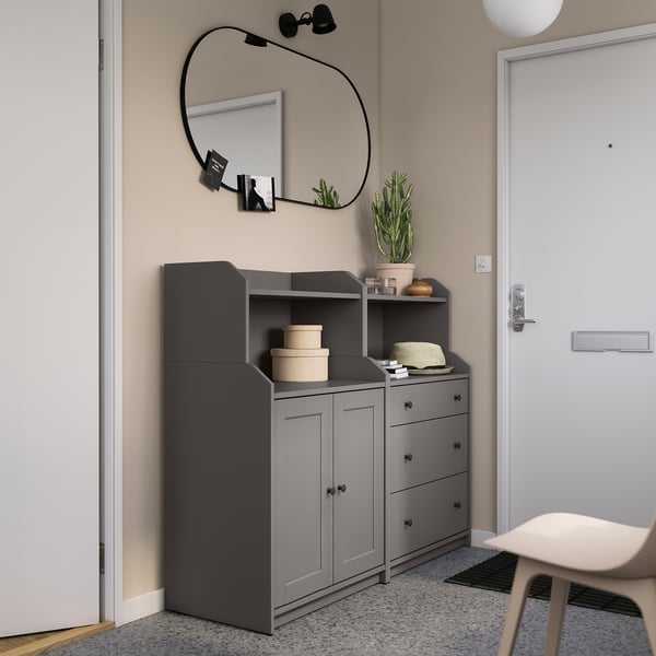 HAUGA storage combination, grey, 139x46x116 cm