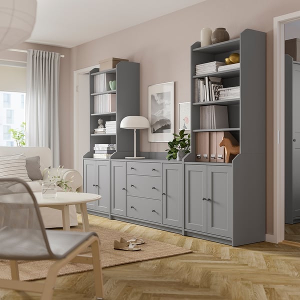 HAUGA storage combination, grey, 279x46x199 cm