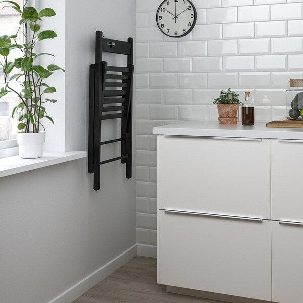 Ikea HAUGA / FRÖSVI - Table and 2 folding chairs, grey/black, 55x82x109/74 cm