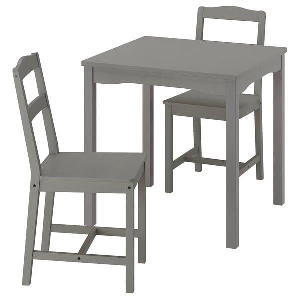 HAUGA / HAUGA table and 2 chairs, grey/grey, 74x74 cm