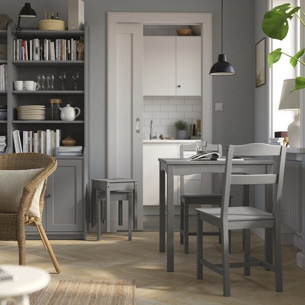 Ikea HAUGA / HAUGA - Table and 2 chairs, gray/grey,74x74 cm