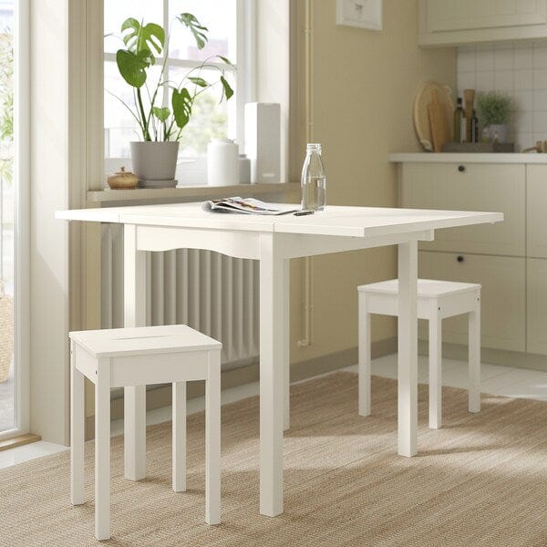 Ikea HAUGA / HAUGA - Table and 2 stools, white/white,55/82/109x74 cm