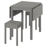HAUGA / HAUGA table and 2 stools, grey/grey, 55x82x109/74 cm