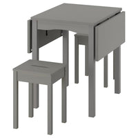 HAUGA / HAUGA table and 2 stools, grey/grey, 55x82x109/74 cm