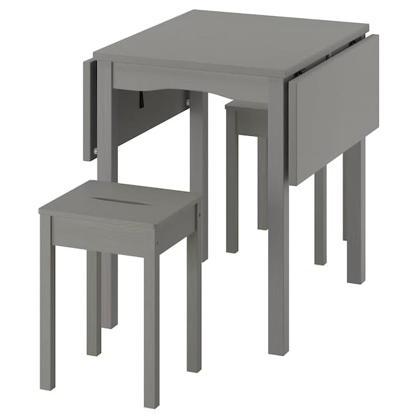 Ikea HAUGA / HAUGA - Table and 2 stools, gray/grey,55x82x109/74 cm