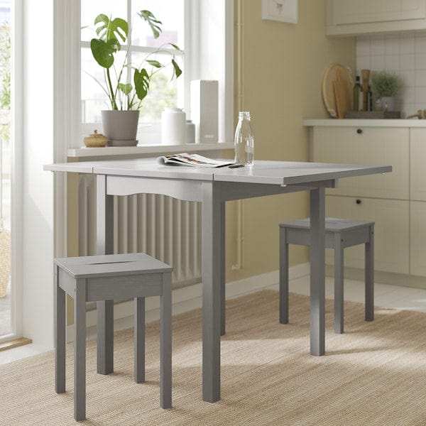 Ikea HAUGA / HAUGA - Table and 2 stools, gray/grey,55x82x109/74 cm