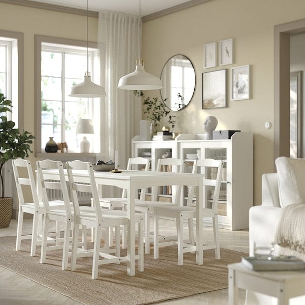 Ikea HAUGA / HAUGA - Table and 6 chairs, white/white,168x74 cm