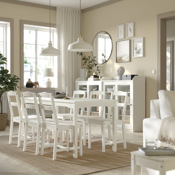 HAUGA / HAUGA table and 6 chairs, white/white, 168x74 cm