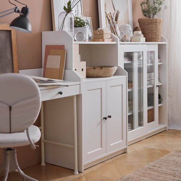 HAUGA cabinet with 2 doors, white, 70x116 cm