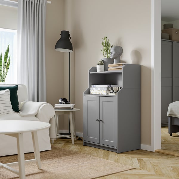 HAUGA cabinet with 2 doors, grey, 70x116 cm