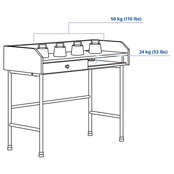 HAUGA desk, grey, 100x45 cm