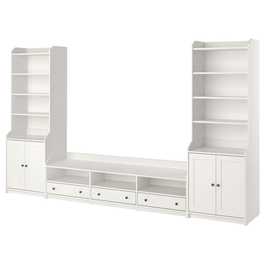 HAUGA TV/storage combination, white, 346x46x199 cm