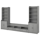 HAUGA TV/storage combination, grey, 346x46x199 cm