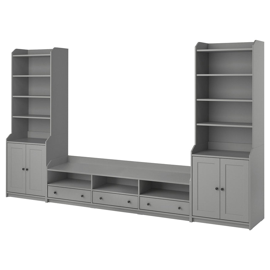 HAUGA TV/storage combination, grey, 346x46x199 cm