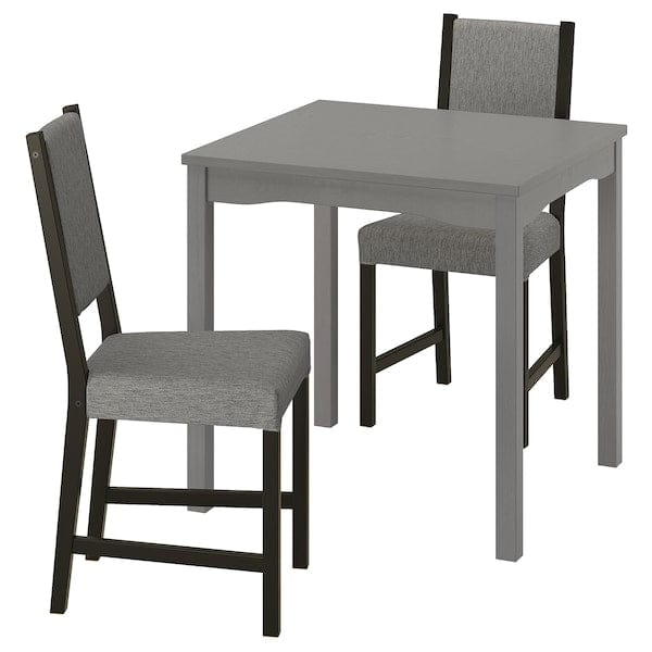 Ikea HAUGA / STEFAN - Table and 2 chairs, gray/brown-black Knisa gray/beige,74x74 cm