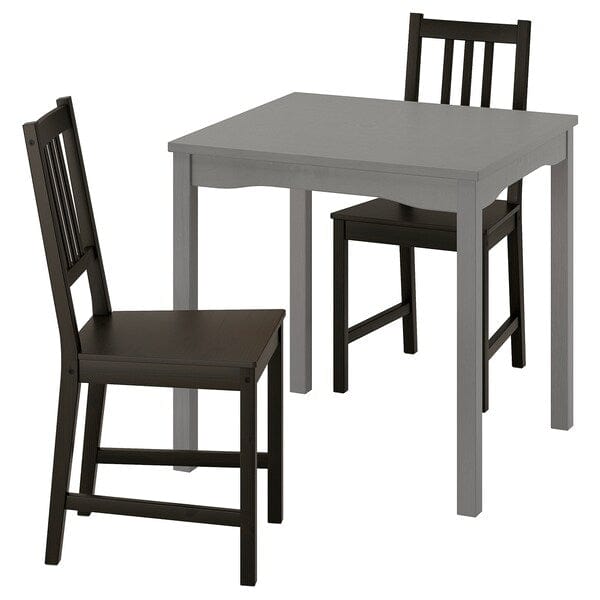 Ikea HAUGA / STEFAN - Table and 2 chairs, gray/brown-black,74x74 cm