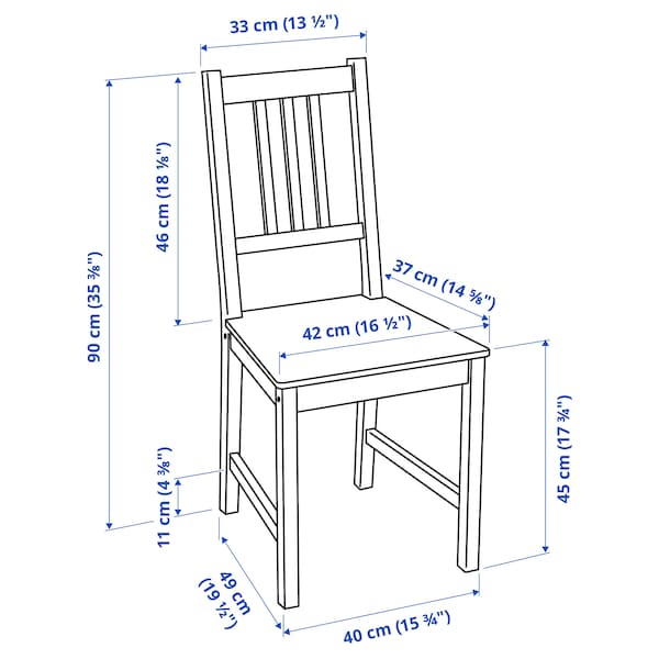 Ikea HAUGA / STEFAN - Table and 4 chairs, white/white, 118x74 cm