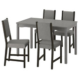 HAUGA / STEFAN table and 4 chairs, grey/brown-black Knisa grey/beige, 118x74 cm