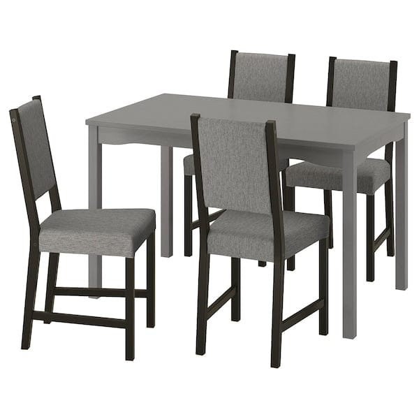 Ikea HAUGA / STEFAN - Table and 4 chairs, gray/brown-black Knisa gray/beige,118x74 cm