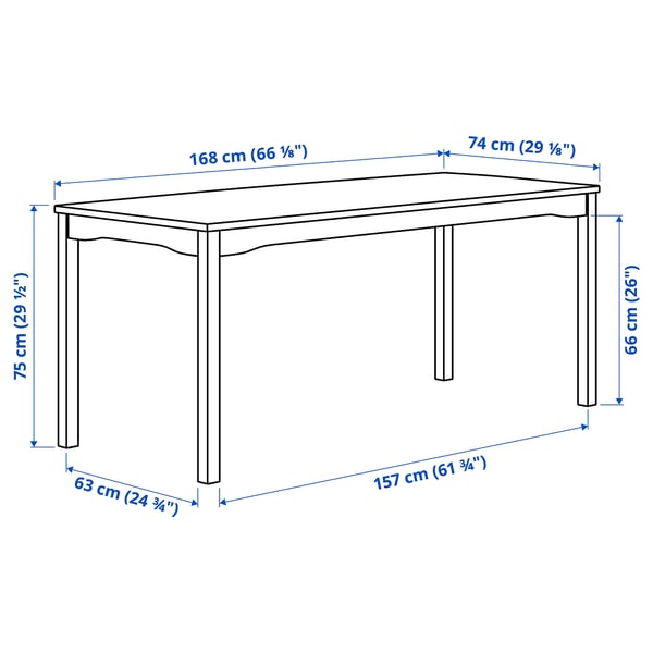 HAUGA / STEFAN table and 6 chairs, white/white, 168x74 cm