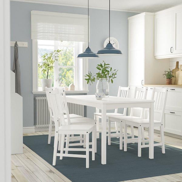 Ikea HAUGA / STEFAN - Table and 6 chairs, white/white,168x74 cm