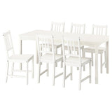 HAUGA / STEFAN table and 6 chairs, white/white, 168x74 cm