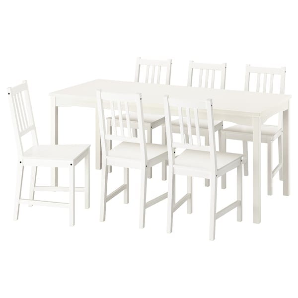 Ikea HAUGA / STEFAN - Table and 6 chairs, white/white,168x74 cm