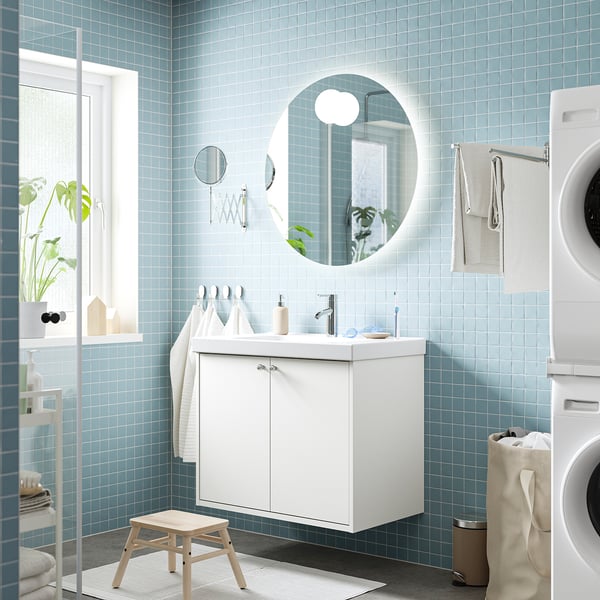 HAVBÄCK wash-stand with doors, white, 80x48x63 cm