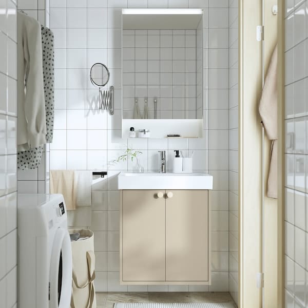 Ikea HAVBÄCK / ORRSJÖN - Washbasin/drawer unit pr/misc, beige,62x49x72 cm