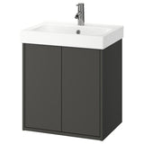 HAVBÄCK / ORRSJÖN wash-stnd w drs/deep wash-basin/tap, dark grey, 62x49x72 cm