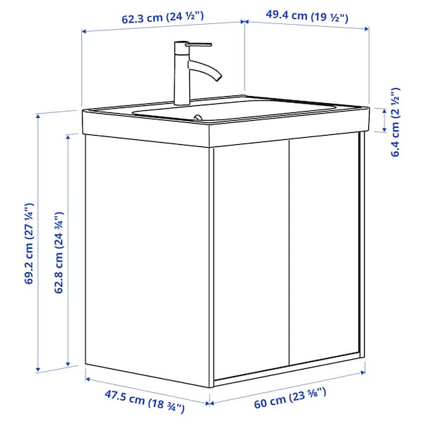 Ikea HAVBÄCK / ORRSJÖN - Washbasin/ante/washbasin unit/mixer, beige,62x49x69 cm